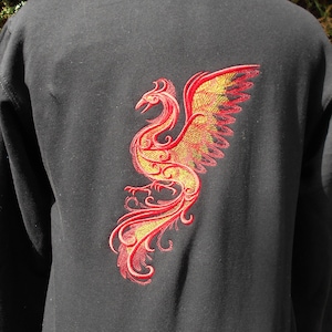 Dark Phoenix Zip Up Hoodie, Phoenix Embroidered Hoodie, Heavy Hoodie S - 5XL