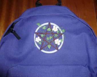 Pentagram rucksack, Pentagram Bag, Pentagram Backpack, 18 litre Pentacle Wiccan Bag, Ivy and Vines entwined Pentagram