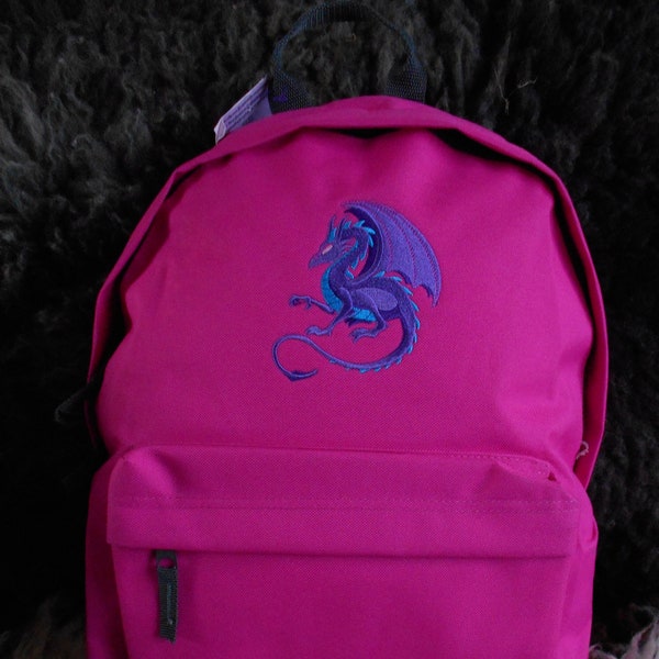 Dragon Bag, Dragon Backpack, Dragon Rucksack, embroidered design Purple Mystical Backpack Rucksack Bag Rucksac 18 litre