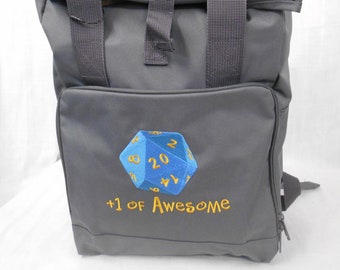 D20 Gamer Roll-Top Rucksack, dungeons and dragons Backpack