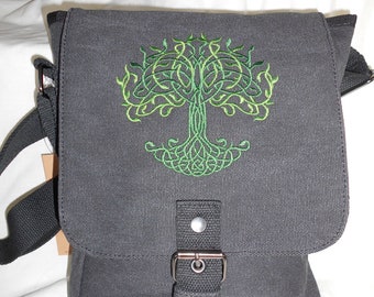 Tree of Life Bag, Celtic Tree Tablet Bag, Tree Ipad case, Embroidered bag, Vintage washed canvas padded compartment