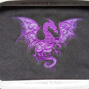 Smoky Dragon Bag, Dragon Tablet Bag, Dragon iPad case, Embroidered bag, Vintage washed canvas padded compartment image 5