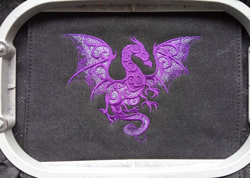 Smoky Dragon Bag, Dragon Tablet Bag, Dragon iPad case, Embroidered bag, Vintage washed canvas padded compartment image 5