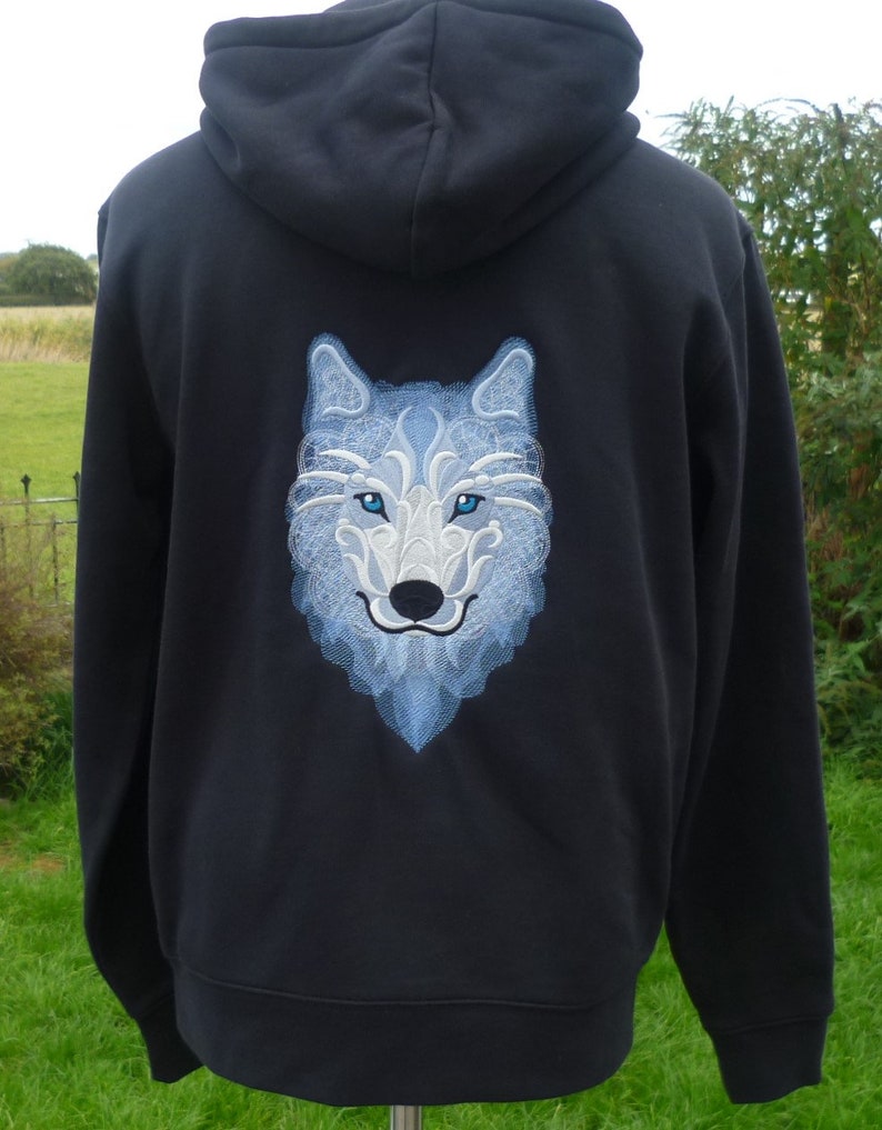 Wolf Hoodie Wolf Zoodie Winter Wolf Embroidered Wolf Etsy UK
