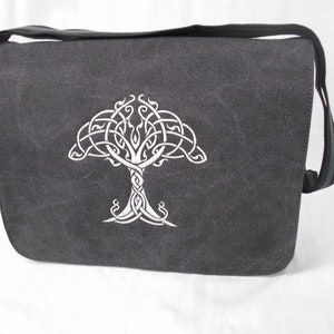 Tree of Life, Yggdrasil Messenger Bag, Crossbody Bag, Embroidered, Cotton Canvas Bag