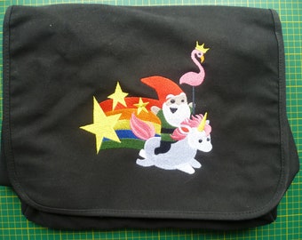 Gnome Bag, Unicorn Bag, Flamingo Bag, Rainbow Bag, Embroidered bag, Shoulder Bag, Handbag, Messenger Bag, Fairytale Folklore