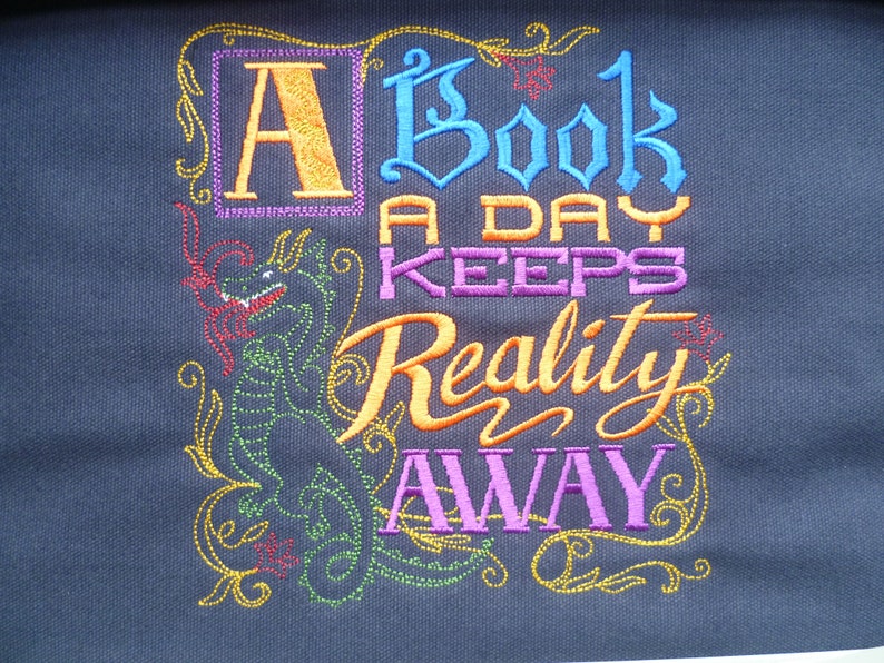 Dragon Bag With Book Slogan Reading Bag A Book a Day Keeps Etsy