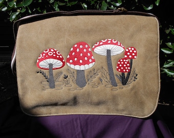 Mushroom Bag, Toadstool Bag, Embroidered Morel Bag, Fly Agaric, Magic Mushrooms, Foraging Bag, cotton canvas bag