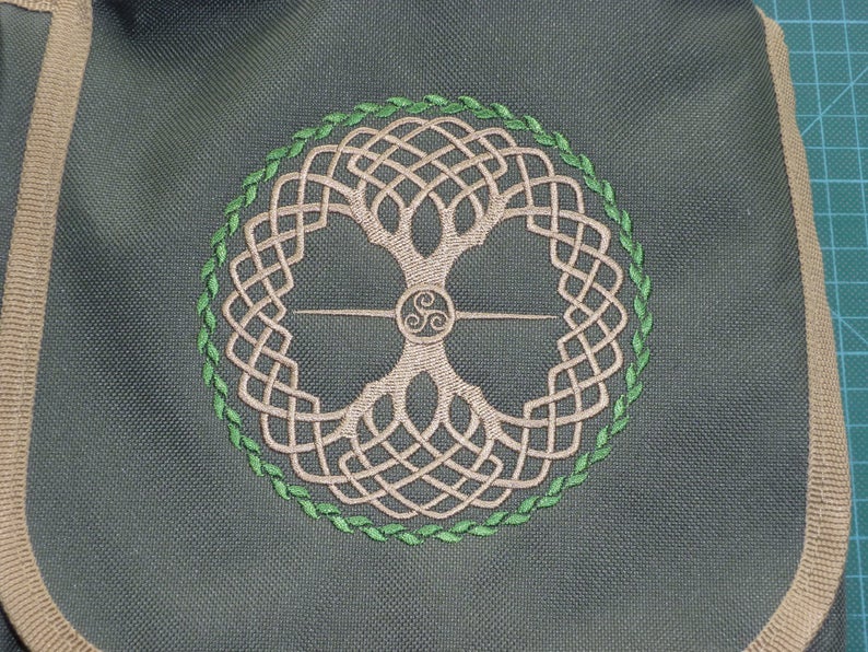 world tree crossbody bag Yggdrasil Bag knotwork design embroidered Bag Reporter Bag purse Tree of Life Bag