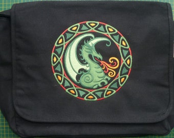 Knotentuch Drachentasche, Drachen Messenger Tasche, Drachen Umhängetasche, bestickt 100% Baumwolle Canvas