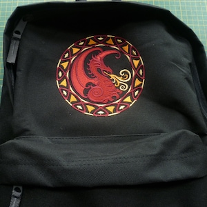 Dragon Rucksack, Dragon Bag, Dragon Backpack, Celtic Dragon Bag, Dragon purse, embroidered dragon, celtic dragon
