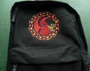 Dragon Rucksack, Dragon Bag, Dragon Backpack, Celtic Dragon Bag, Dragon purse, embroidered dragon, celtic dragon