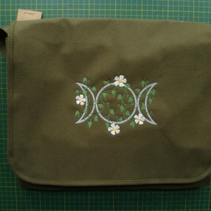 Triple Moon Bag, Goddess Bag, Ivy & Vines, 100% cotton canvas, Triple Moon Messenger Bag