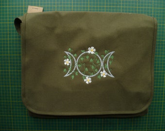 Triple Moon Bag, Goddess Bag, Ivy & Vines, 100% cotton canvas, Triple Moon Messenger Bag