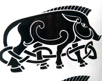 BOAR Sticker, Knotwork boar, Arduinna Car sticker, decal for laptop, Car Graphic, pagan, Celtic Boar