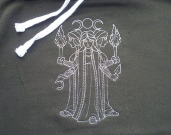 Hecate Hoodie, goddess, Embroidered Hoodie, Mother Miaden Crone Hoodie, Greek Hoodie, lunar Hoodie, moon phase Hoodie, 5XL