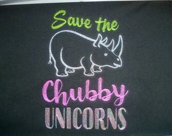 Chubby Unicorn Hoodie, Rhino Hoodie, Save the chubby unicorns, Embroidered Hoodie, S - 5XL