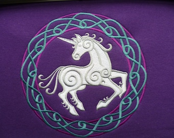 Unicorn Hoodie, Knotwork Unicorn Hoodie, Embroidered Hoodie, XS - 5XL