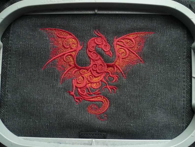Smoky Dragon Bag, Dragon Tablet Bag, Dragon iPad case, Embroidered bag, Vintage washed canvas padded compartment image 7