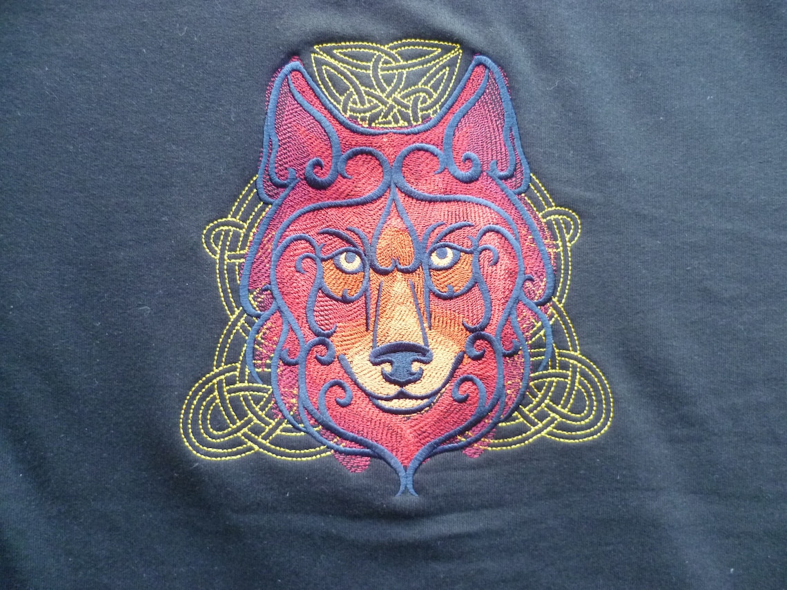 Wolf Hoodie Wolf Zip up Hoodie Wolf Sweater Embroidered Etsy UK