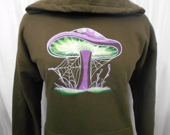 Paddestoel Hoodie, Glow in the Dark Paddestoel Geborduurde Hoodie, Zware Hoodie XS - 5XL