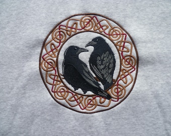 Viking Ravens Hoodie Dress, Hugin & Munin Hoodie, Ravens Dress, Embroidered Hoodie Dress, Messengers of Odin Hoodie, XS - 2XL, 8 - 18, Pagan