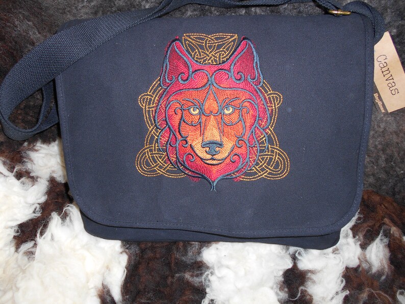 Wolf Bag Wolf Knotwork Bag Wolf Messenger Bag Wolf Etsy