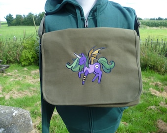 Punky Unicorn Bag, Funky Unicorn Bag, Anime Bag, Unicorn Crossbody Bag, My little unicorn, Messenger Bag, Cotton Canvas embroidered design
