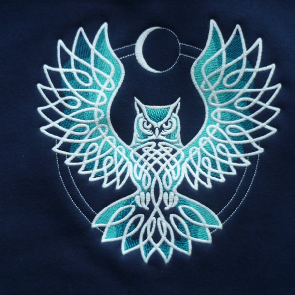 Celtic Owl PREMIUM Hoodie, Embroidered Hoodie, Glow in the Dark Hoodie, Knotwork Owl Hoodie, XS - 4XL