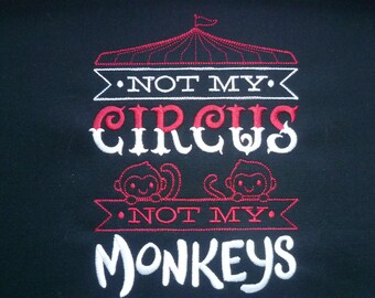 Circus Monkey Hoodie, Not my Circus Hoodie, Not my Monkeys, Geborduurde Hoodie, Maten XS - 5XL