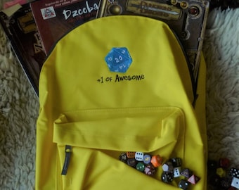 Gamer Bag, DnD Backpack, DnD Rucksack, +1 Awesome embroidered design Rucksac 18 litre