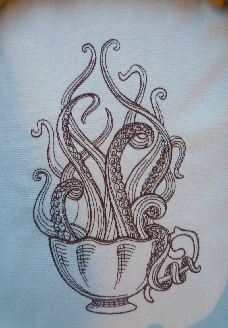 1920/'s horror Cthulhu Apron Tentacles in a cup Octopus Apron Kraken Apron teacup apron Storm in teacup Lovecraftian Apron HP Lovecraft