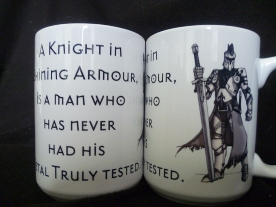Medieval Knight Mug, Slogan Mighty Mug, Cider Mug, Medieval Mug