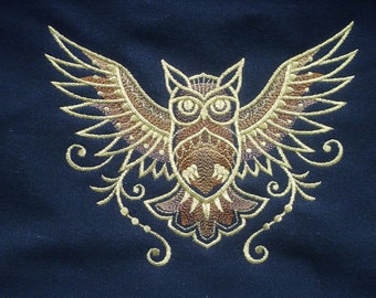 Woodland Owl PREMIUM Hoodie, Embroidered Hoodie, Owl Sweater, Golden Owl Hoodie, size XS - 4XL, Bird Hoodie