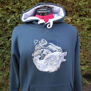 ying yang Wolf Hoodie, Embroidered Hoodie, Embroidered Wolf, sizes XS 5XL image 3