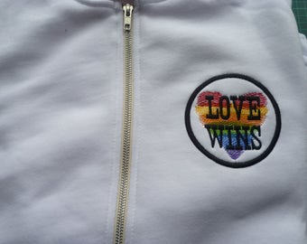 Love Wins Hoodie, Embroidered Hoodie, Pride Hoodie, Love Wins Zoodie, LGBTQ Hoodie