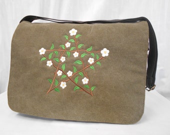 Pentacle Bag, Pentangle of Venus Messenger Bag, Crossbody Bag, Embroidered, Cotton Canvas Bag V2