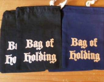 Bag of Holding Dice Bag, Die Bag, Card bag, stuff bag, drawstring bag, Dice pouch, 100% cotton, gamer geek, dnd