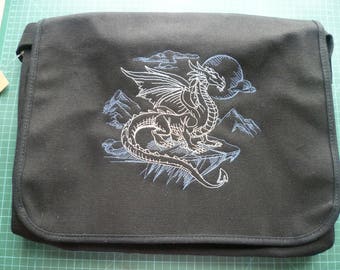 Rocky Dragon Tasche, Canvas Messenger, Messenger Bag, Glow in the dark Dragon Schultertasche Bestickt 100% Baumwolle Canvas