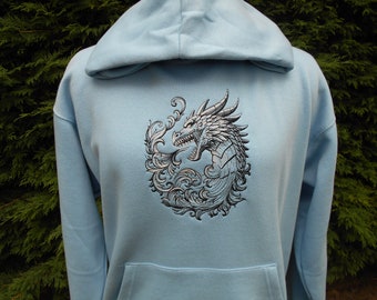 Dragon barokke hoodie, Dragon hoodie, geborduurde hoodie, zware hoodie XS - 5XL