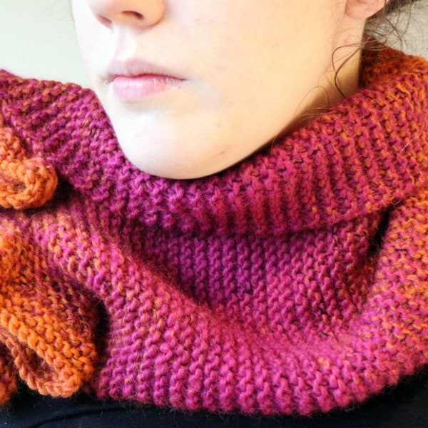 Hand Knit Snood, Hand knit Cowl, Hand Knit Ruffle Cowl, Ladies and Teenager Snood, Hand Knitted Scarf, handmade in Ireland,