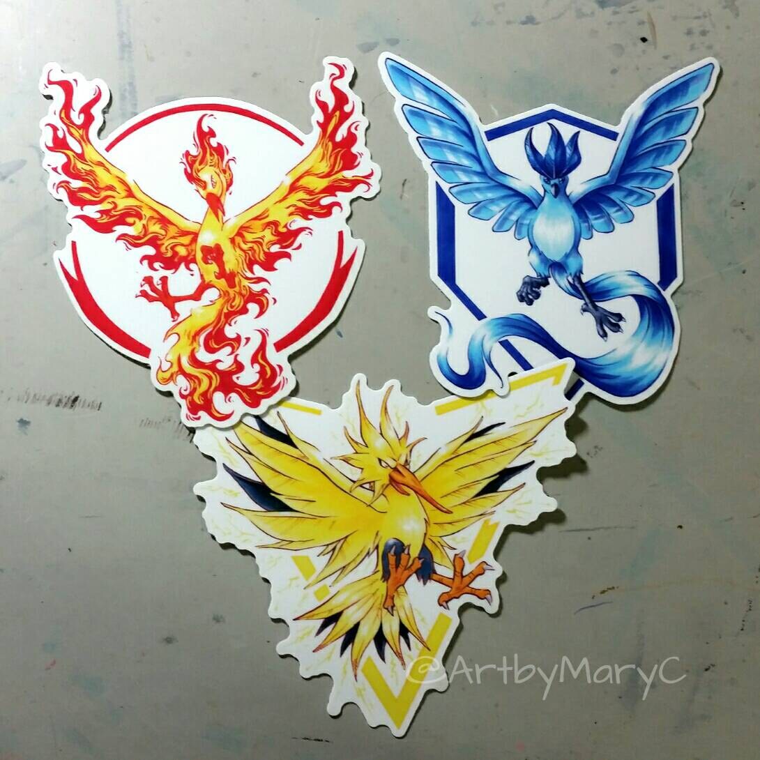 Pokemon Go Gym Team Instinct Mystic Valor Vinyl Stickers Etsy