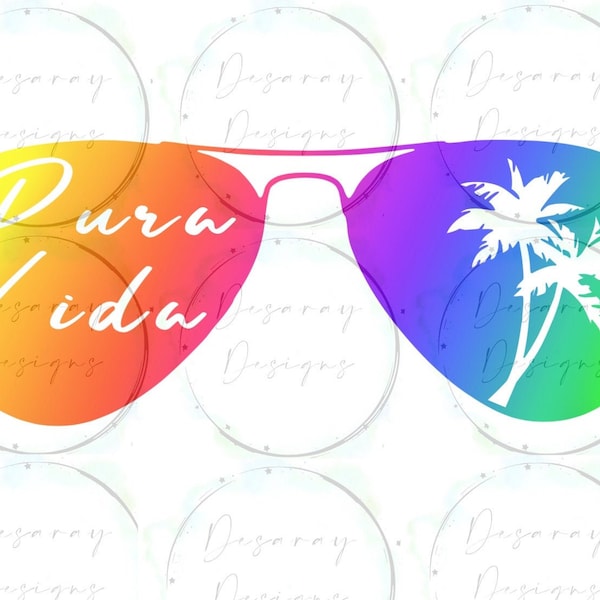 Pura vida png- palm trees - aviators - summer png - tote designs - summer  - Png file - pura vida -digital download - tshirt design -png