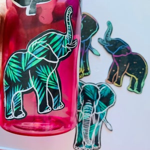 Pegatinas de elefante - pegatinas - pegatinas impermeables - pegatinas tropicales - pegatinas para botellas de agua - pegatinas para portátiles - pegatinas de elefante - pegatinas de arcoíris