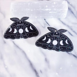 Handcrafted Moth Pin - acrylic moth pin - celestial pin - moth badge - lunar moth pin - moth lapel pin - moth accessories - moon phase pin