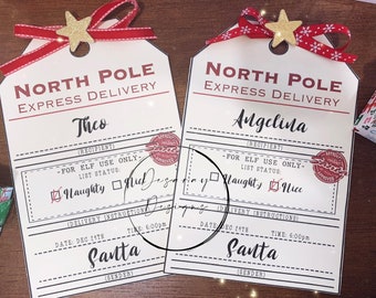 North Pole Express Delivery tags - Santa gift tag - Christmas delivery tag -  Christmas Eve tag - Christmas gift tag - Christmas mail tag