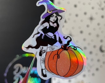 Sassy Witch Vinyl Sticker - Waterproof Halloween Pumpkin Decal