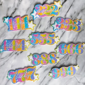 Adesivos de números de anjo - adesivos - adesivos à prova d'água - adesivos y2k - adesivos de numerologia - adesivo de garrafa de água - adesivos celestiais