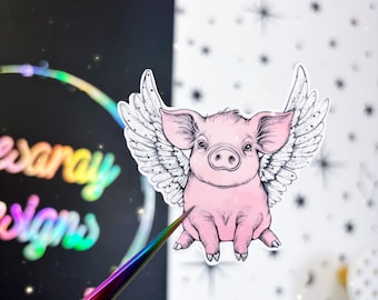 Mystic piggy sticker - pig stickers - piglet sticker - baby pig sticker - animal stickers - flying pig sticker - celestial stickers