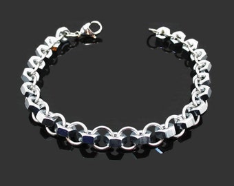 Metro Hex Nut Bracelet - Genuine Black Leather With Stainless Steel Nuts - View #10